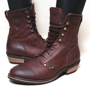 Mens AdTec Boots Size 12 Wide 9" Packer Soft Toe Brown Leather Western Boot 117